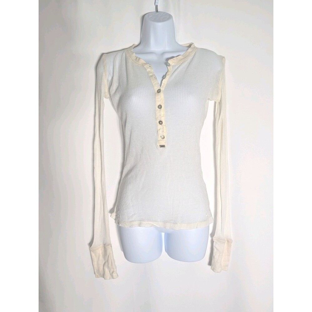 Ezra x Abercrombie & Fitch Henley Women's Size S Ivory Sheer Y2K Bella Swan